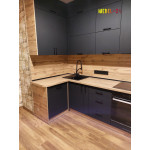 Угловая кухня на заказ чёрная фото от ТМ Mebel-24