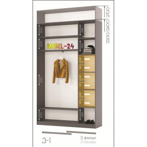 Шкаф купе 1500-1800 Neo-3/1 от ViANT