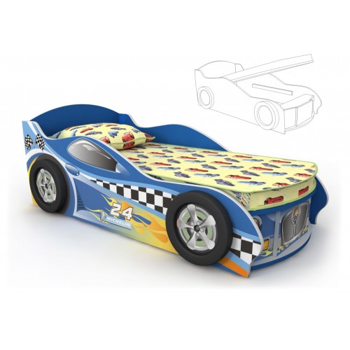 Кровать машинка синяя с механизмом Dr-11/70mp Driver от Мебель-24