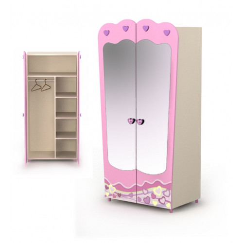 Двухдверный шкаф с зеркалом Pn-02/1 Pink от Мебель-24