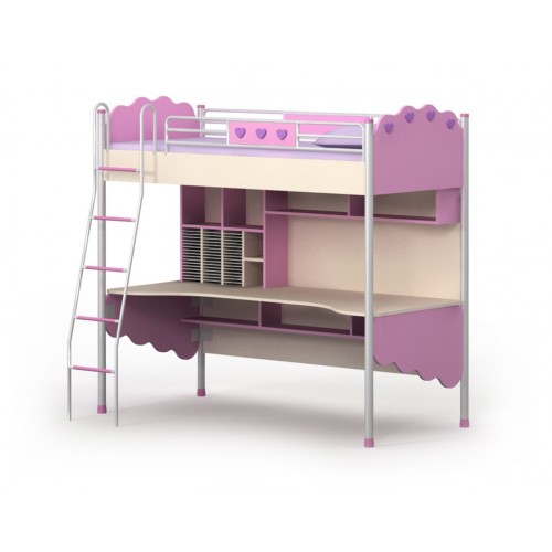 Двухъярусная кровать и стол Pn-16/1 Pink от Мебель-24