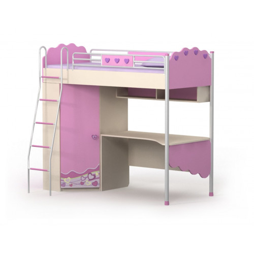 Двоярусне ліжко та стіл Pn-16/2 Pink від Меблі-24
