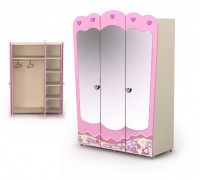 Трехдверный шкаф с зеркалом Pn-03 Pink 