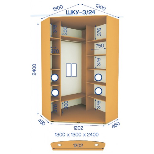 Кутовий шафа купе ШКУ-3/24