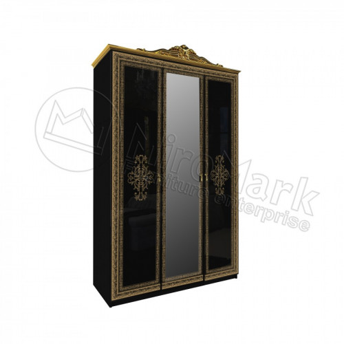 Шкаф 3Д Дженифер с зеркалом Black-Gold