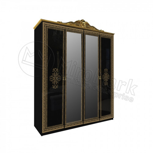 Шкаф 4Д Дженифер с зеркалами Black-Gold