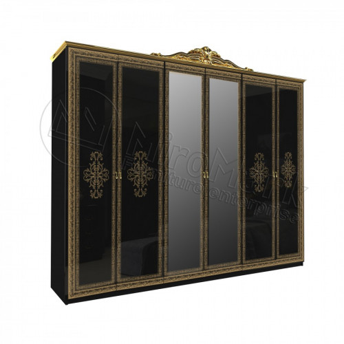 Шкаф 6Д Дженифер с зеркалами Black-Gold Миромарк