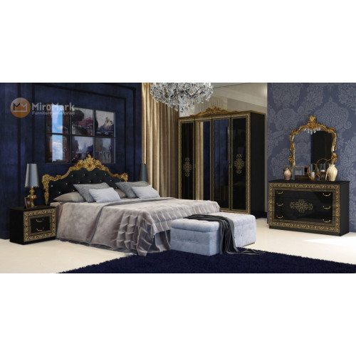 Спальня Дженифер Black-Gold набор со шкафом 4Д