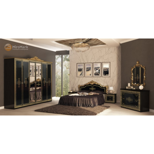 Спальня Дженифер Black-Gold набор со шкафом 6Д
