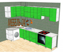 Кухня угловая зелёная Киев