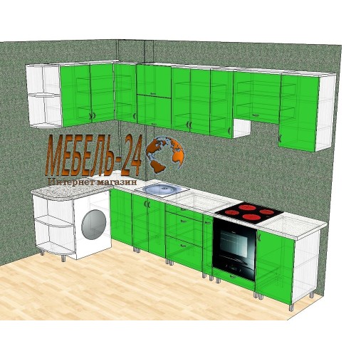 Кухня кутова зелена Київ Меблі-24